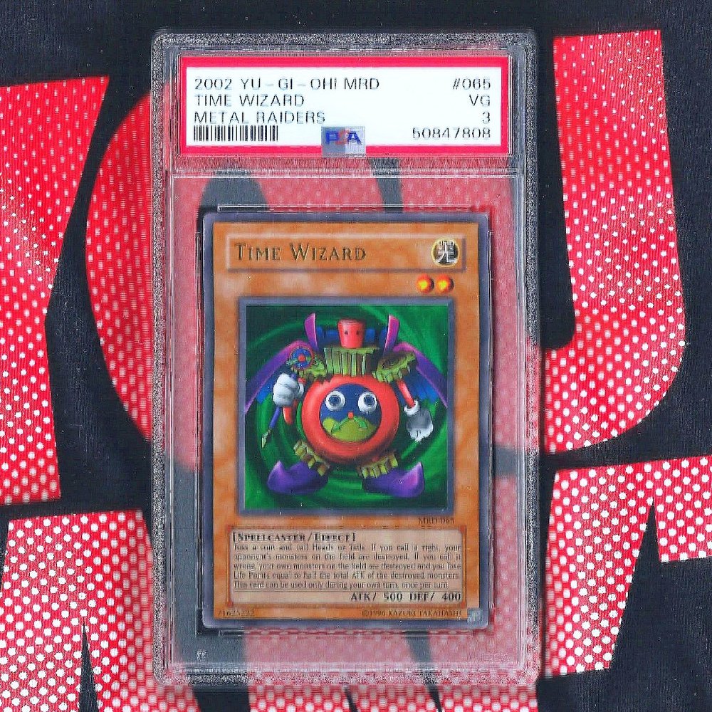 YU-GI-OH! TIME WIZARD MRD-065 PSA (3) HOLO **2002** YUGIOH MRD 065 METAL RAIDERS